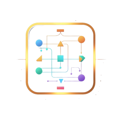 Colorful geometric shapes on a white background