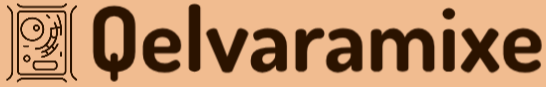 Logo of Qelvaramixe with a stylized design on a beige background