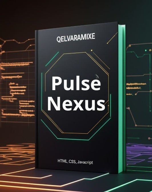 E-Book titled 'Pulse Nexus' by Qelvaramixe with a futuristic design on a digital background.