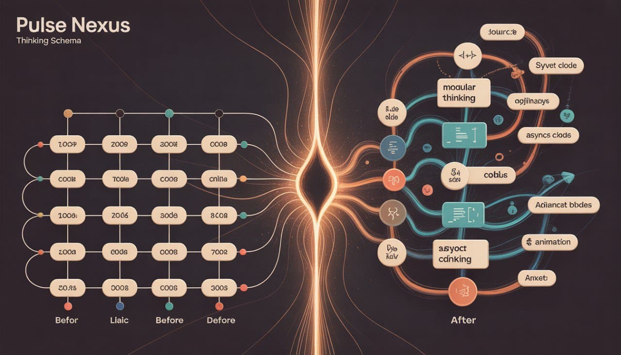 Neural network diagram with 'Pulse Nexus' at the top on a dark background
