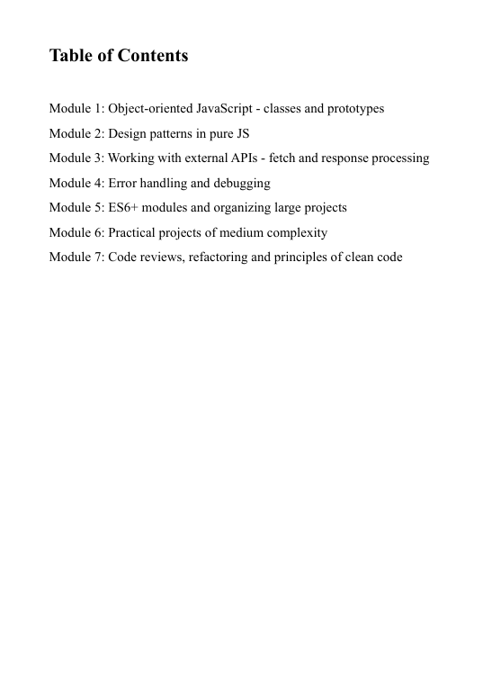 Introduction text for a PDF course on 'Vertex Echo ' with HTML/CSS/JS.