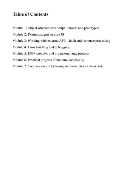 Introduction text for a PDF course on 'Vertex Echo ' with HTML/CSS/JS.