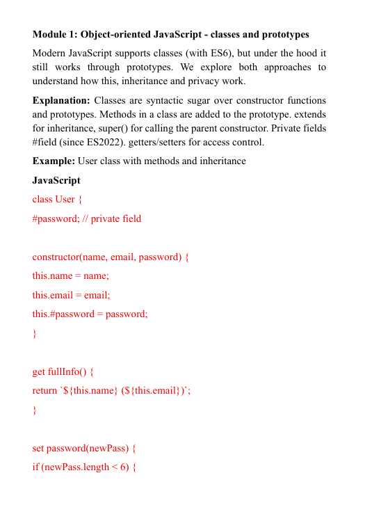 Introduction text for a PDF course on 'Vertex Echo ' with HTML/CSS/JS.
