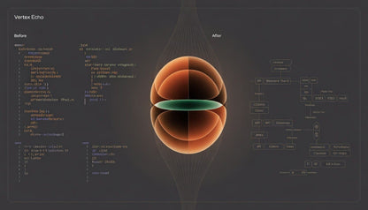 Computer screen showing code on the left, a 3D spherical model in the center, and interface elements on the right.